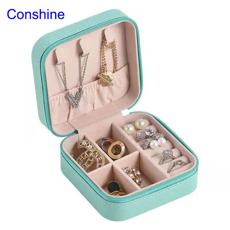 conshine wholesale Mini Outdoor Portable Pu Leather jewellery organizer travel case jewelry organiser jewelry box packaging