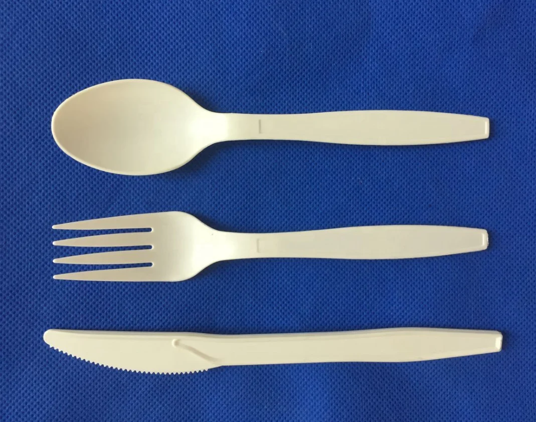 
biodegradable disposable tableware 6 inch corn starch cutlery knife fork spoon 