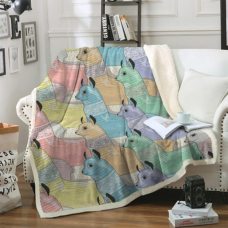 Yutong Pattern With Cute Lamas Theme Blanket For Adults Microfiber Plush Sherpa On Bed Thin Quilt Bedding Throw Blanket