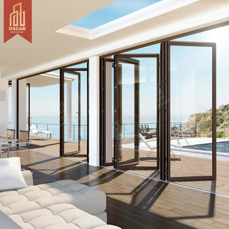 Oscaracso Exterior Conceal Pocket Slide Doors Inside Stacking Sliding Patio Door Large Double Tempered Aluminumdoor Hidden Glass