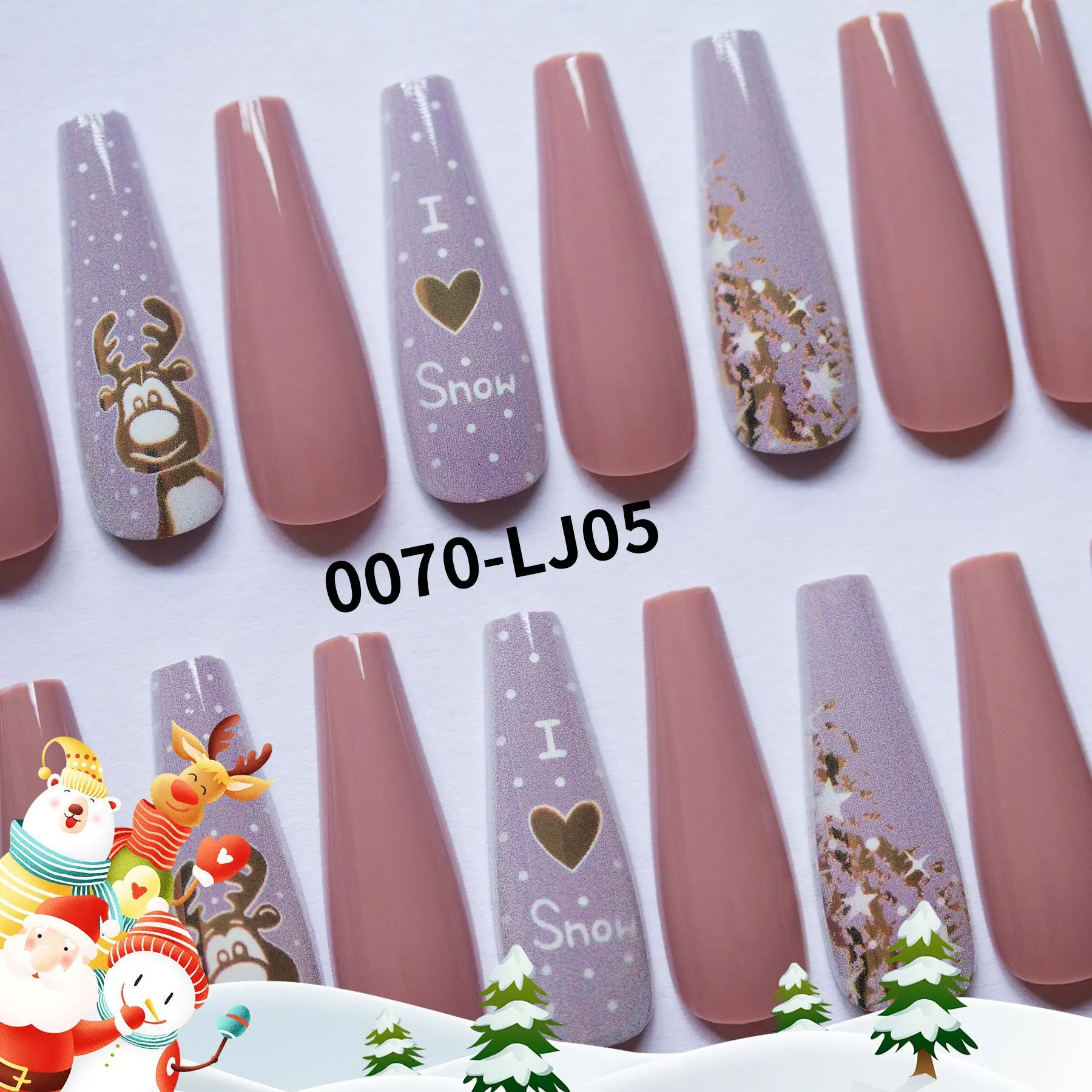 Wholesale 12 Design Halloween Horror Festival Christmas Snowman Christmas Wear False Nail Art Tips