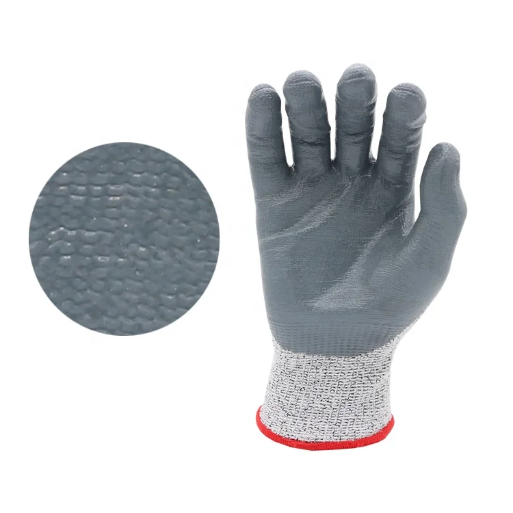 HB SAFETY Guantes Para La Industria Del Vidrio CT CN312 Level 3 Cut Resistant Nitrile Coated Anti Cut Safety Glove Construction