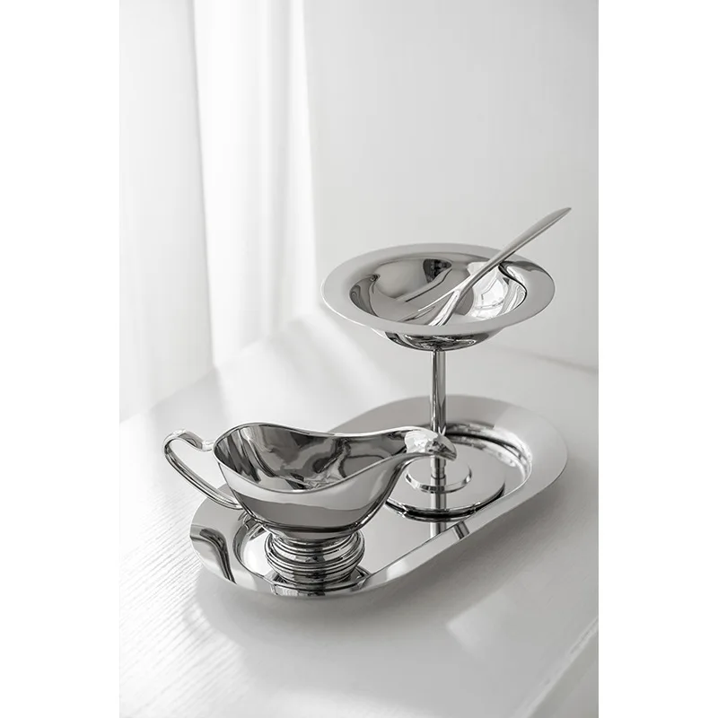 European Style Stainless Steel Sauce Boat Western Steak Juice Cup Teppanyaki Model Room Decorative Ornaments Gravy Boats