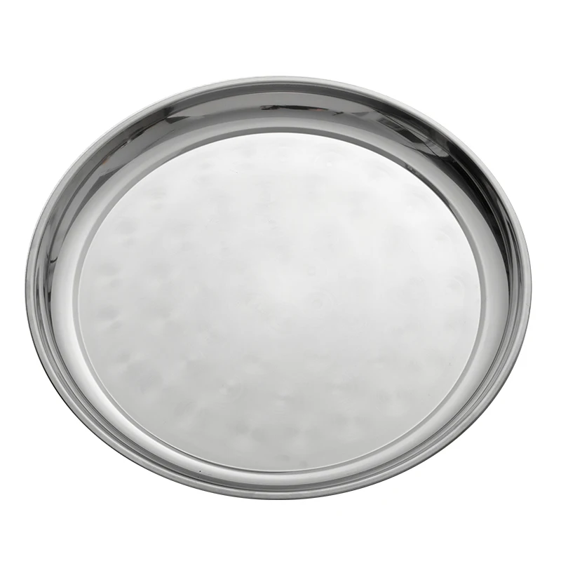 Stainless Steel Metal Food Plates Dinner Round Dish Plate Serving Tray For Daily Use Party Restaurant