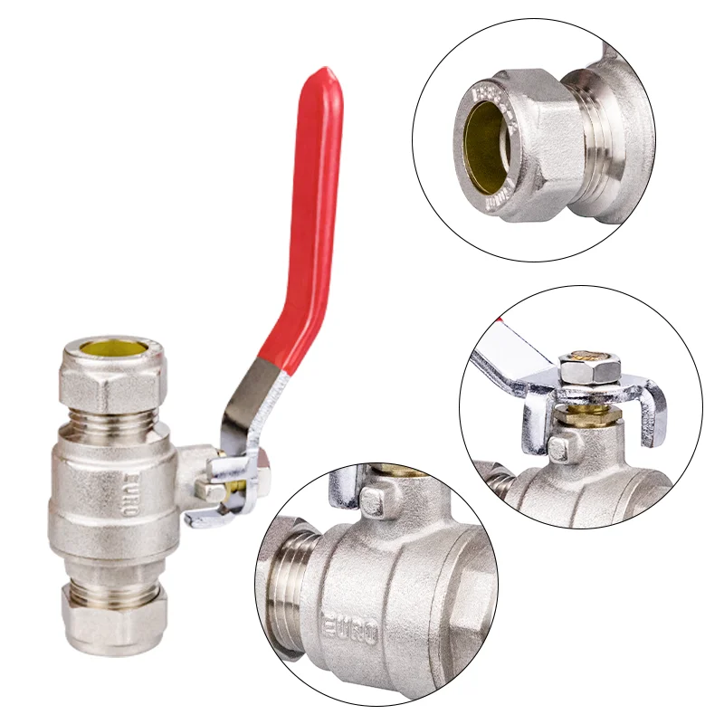 TMOK 15-42 mm Long handle Clamp Ring Joint Compression Fitting Brass Ball Valve