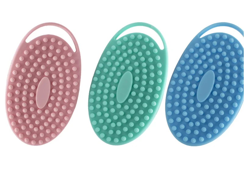 Soft scalp massager shampoo massage brush baby silicone shower bath brush body scrubber with handle