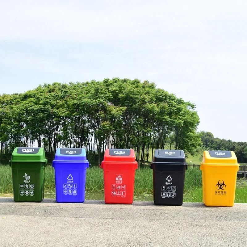 Plastic Dust Bin Restaurant 100L Food Waste With Push Lid Trash Bin