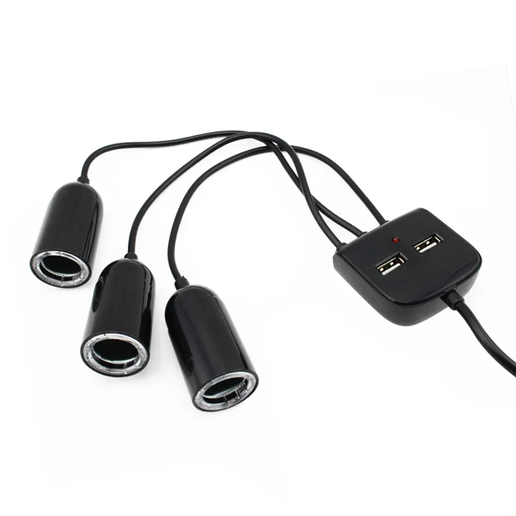 12V 24V DC Car Cigarette Lighter Adapter 3 Socket USB Charger 2 Port with on/off Switch