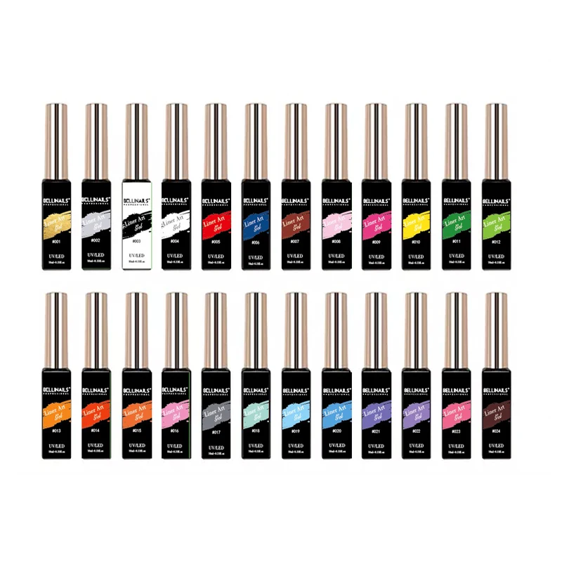 Bellinails Private Label Professional UV Gel Polish Nail Art Gel Nail Liner Painting Gel Polish 24 Colors Set