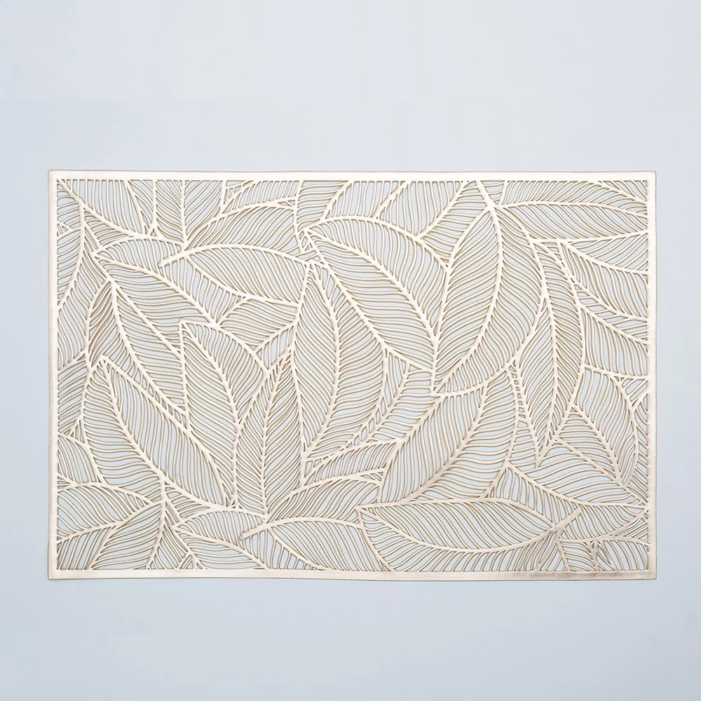 Оптовая продажа, роскошный золотистый коврик для стола с отверстиями под заказ, моющиеся коврики из ПВХ