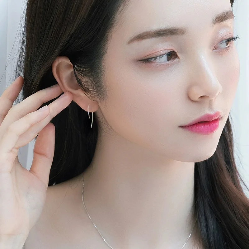 Fanyue wholesale high quality korean earrings 925 silver jewelry gold plated simple sleep ear hook for women