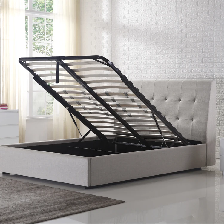 
Luxury and modern bedroom furniture smart velvet Super King size wood bed set with storage Upholstered Platform Metal Bed 