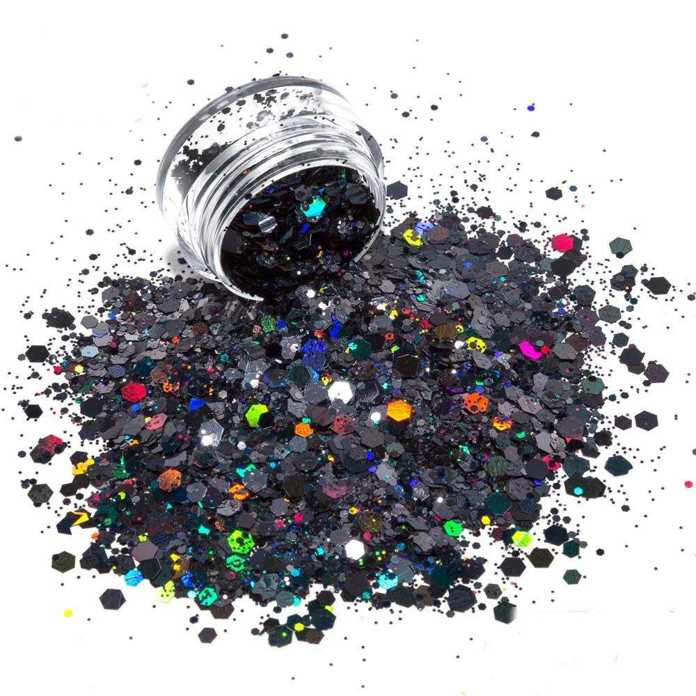 High-quality holographic silver glitter powder hexagon shaped glitter for Christmas Decoration