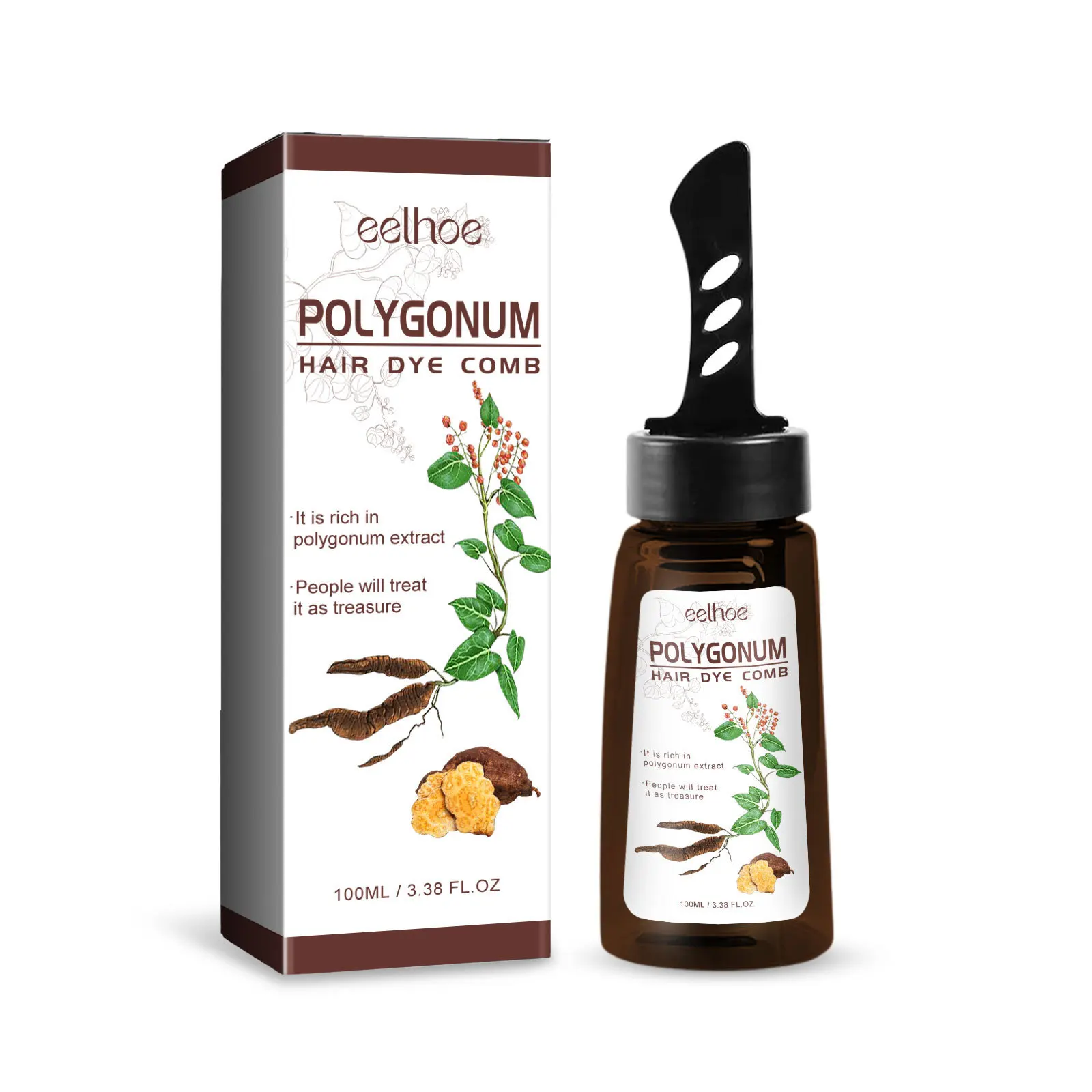 EELHOE Hair Darkening Herbal Ginger Polygonum Multiflorum Hair Wax Gel With Comb
