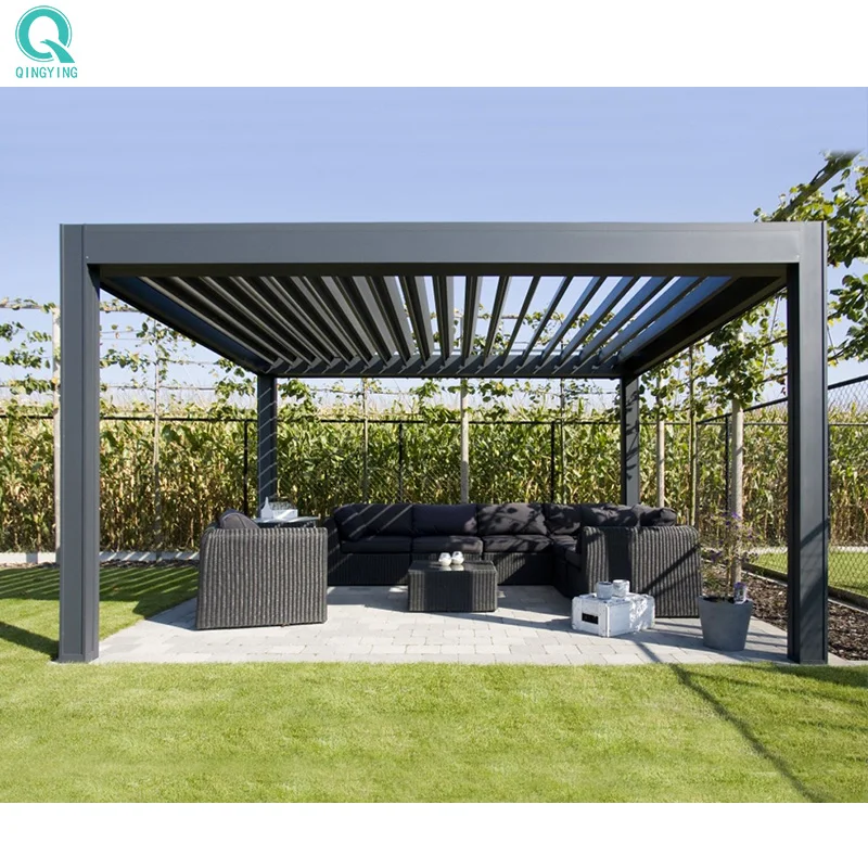 QINGYING motorized aluminum louvered pergola 3x3 waterproof bioclimatique garden aluminium louver outdoor gazebos pergola