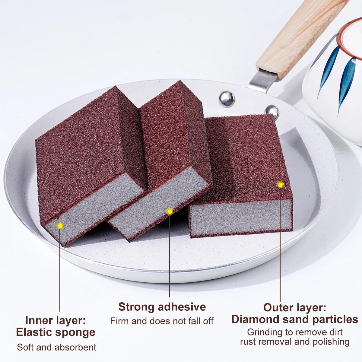 Cleaning sanding sponge for kitchen Household cleaning tools Emery sponge wholesale reusable abrasive sponge