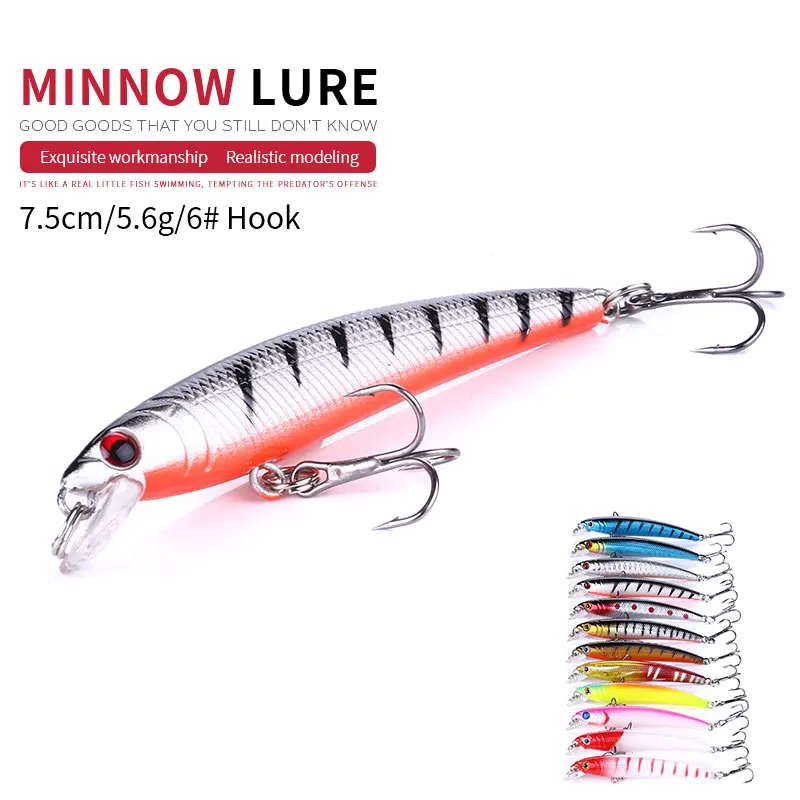 7.5CM-5.6G hengjia wholesale minnow fishing bait lure Hard Minnow Fishing Lures