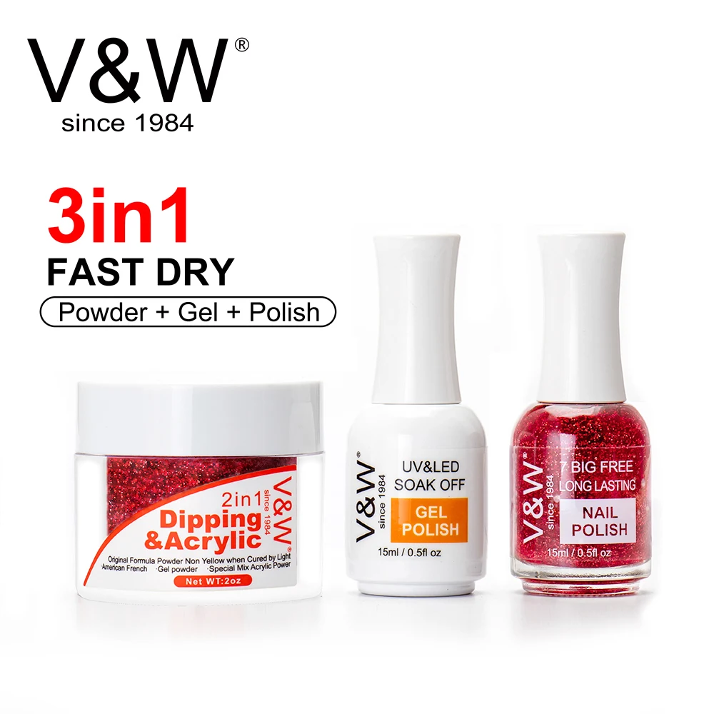VW Private Brand Acrylic dipping powder nails system Non-Toxic 3 In 1 Dip Powder Bulk dipping nails set gel polish nail polish