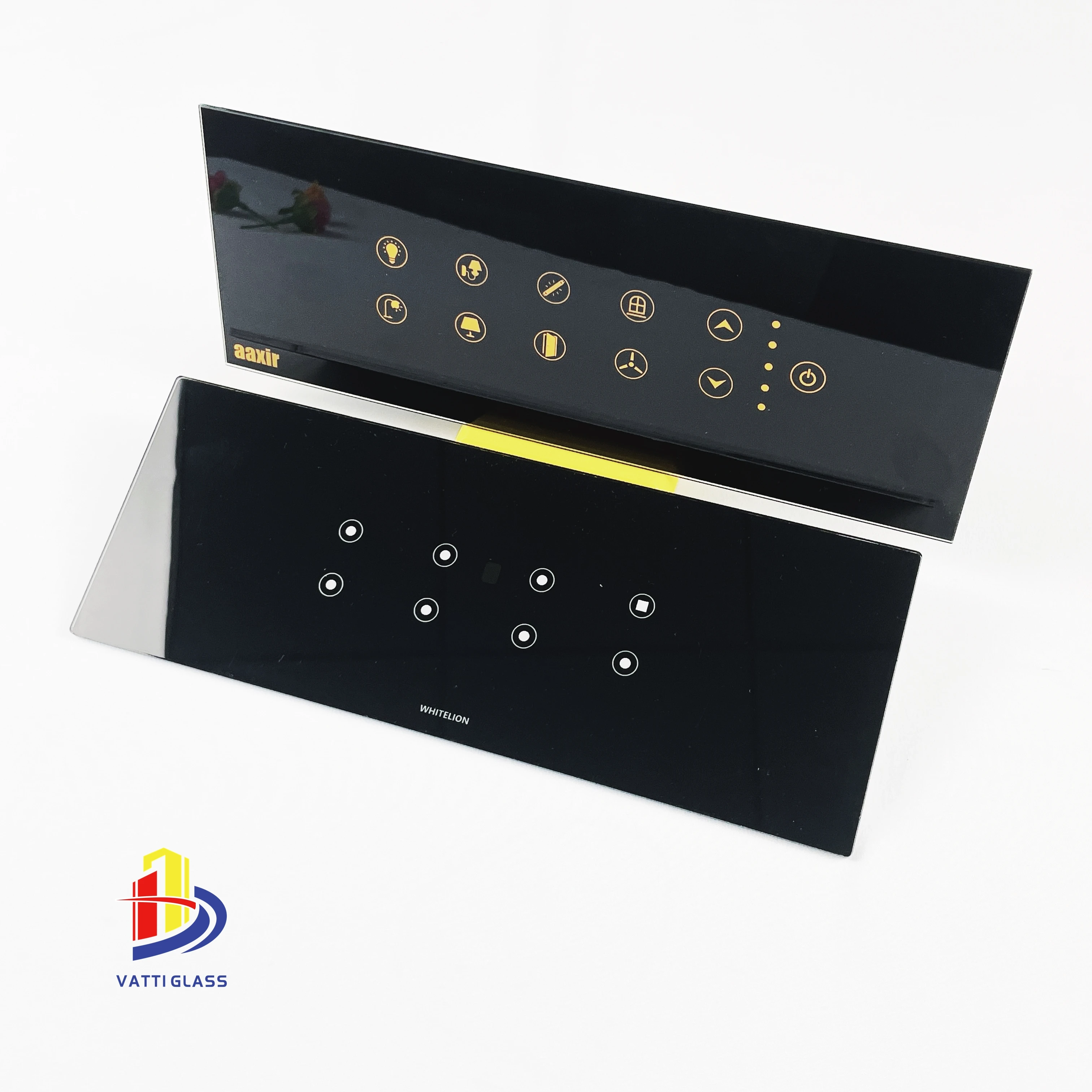 Custom Black Silk Screen Printing Tempered Glass Panel For Touch Switch