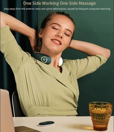 Powerful Wireless Mini Electric EMS Neck Massager Intelligent Remote Control Heating Electronic  Neck Massager