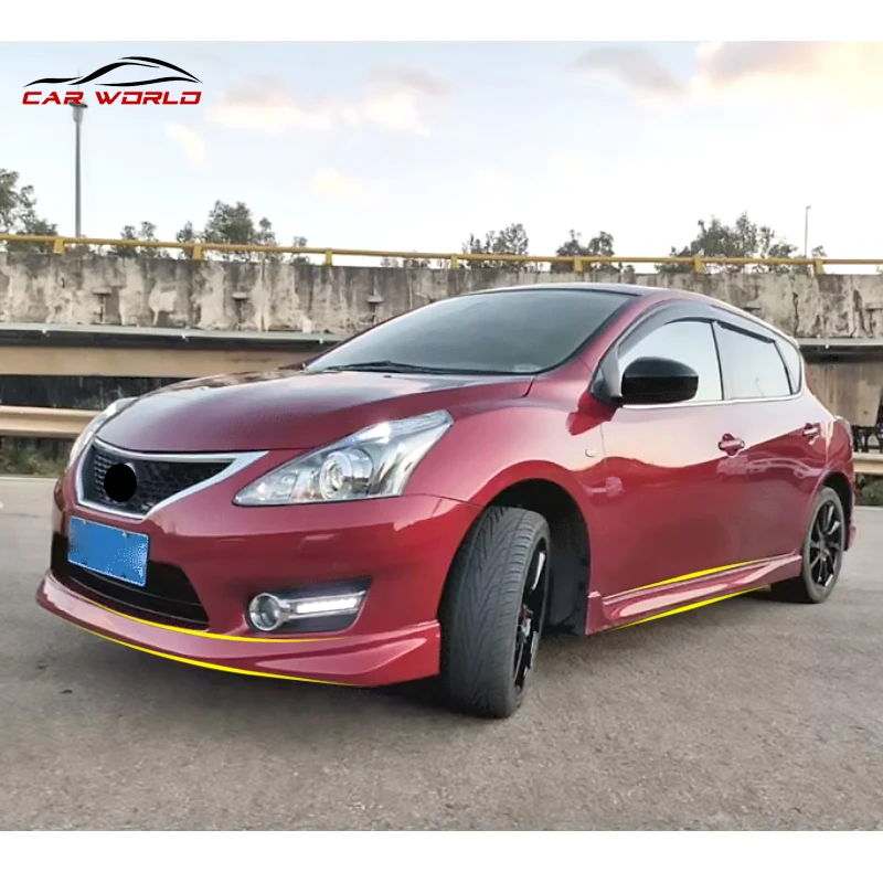 Car Body Kits for nissan tiida 2012 2013 2014 Front Lip Side Skirt ABS Material Rear Diffuser Lip One Exhaust Tip Exterior Parts