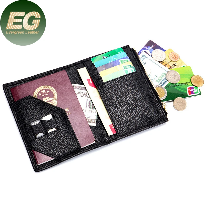 AL995 RFID travel water resistant black family designer custom leather passport wallet id business credit card holder