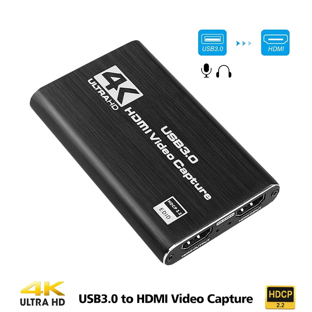 Устройство захвата игр Doonjiey 4K HDMI-USB 3,0 для прямой трансляции и записи видео, карта захвата usb