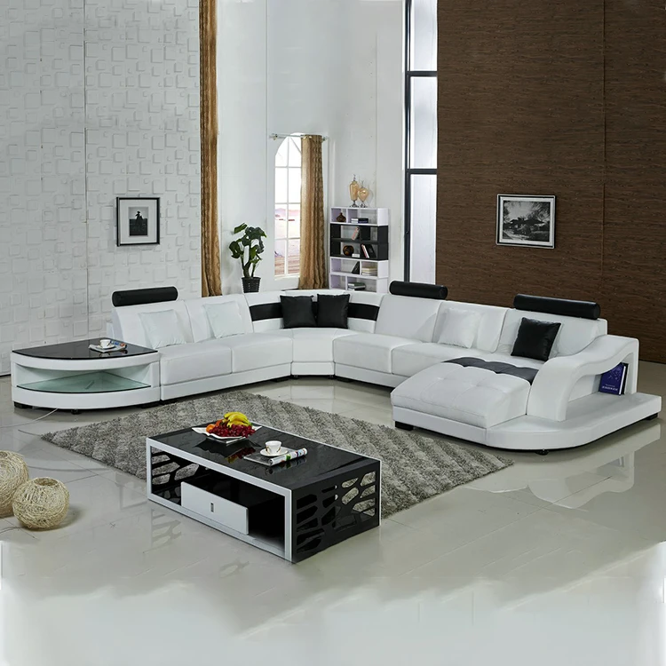 Настраиваемая мебель домашняя со светодиодной подсветкой для гостиной кожаный диван комплект кровати на 7 мест с журнальным столиком и хранилищем