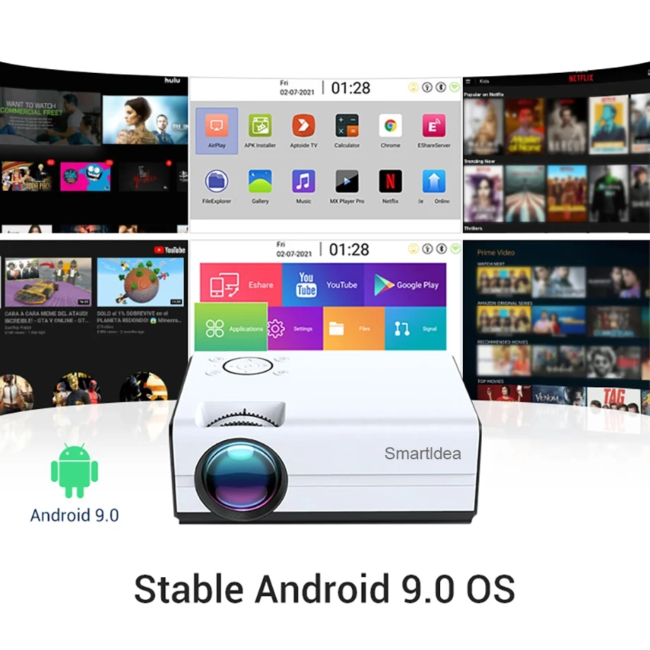 Оригинальный мини-проектор T01 Native1280 x 720P светодиодный Android 2 4G/5GWiFi проектор видео домашнего кинотеатра умный фильм