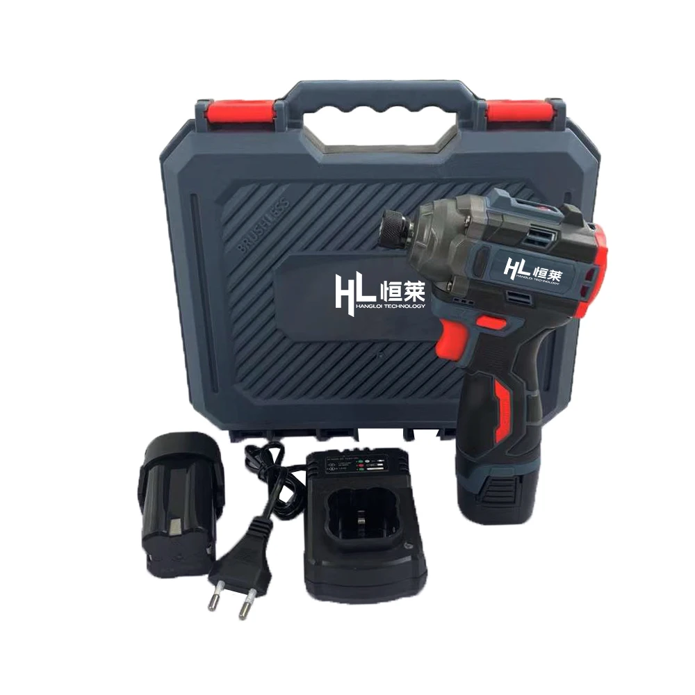 HENGLAI Wireless Brushless Screwdriver 1/2 Cordless Impact Driver Rechargeable Battery Screw Driver Electric Power