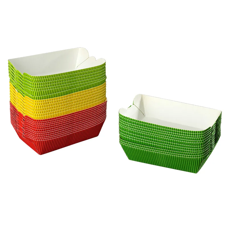 Food Disposable Eco Friendly Packaging Food Boat Container French fries Snacks Disposable Paper Boat Tray For Restaurant