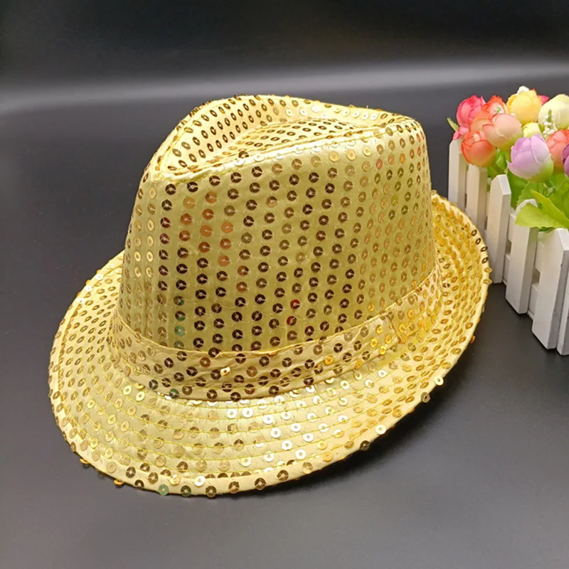 Colorful Sequin Hats Printing High Quality Led Luminous Custom Hat Fedora Hat For Stage