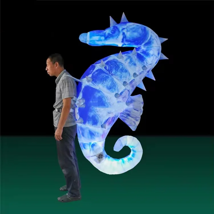 Inflatable Seahorse Walking Inflatable Walking Performance LED Light inflatable seahorse costume
