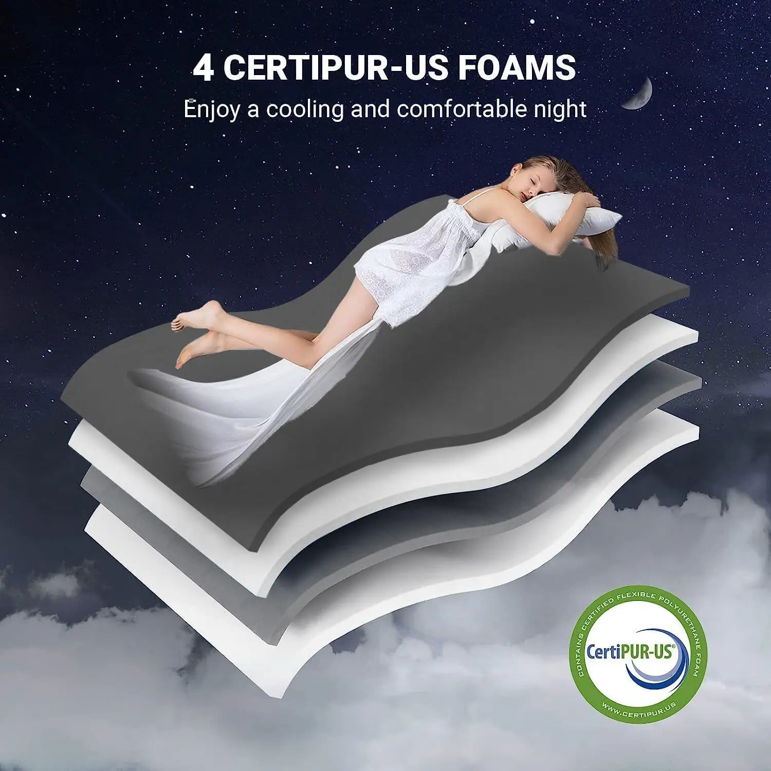 King Queen Mattress Bamboo Charcoal Memory Foam for Cool Sleep Pressure Relief Hypoallergenic Foam Mattress Bed in a Box