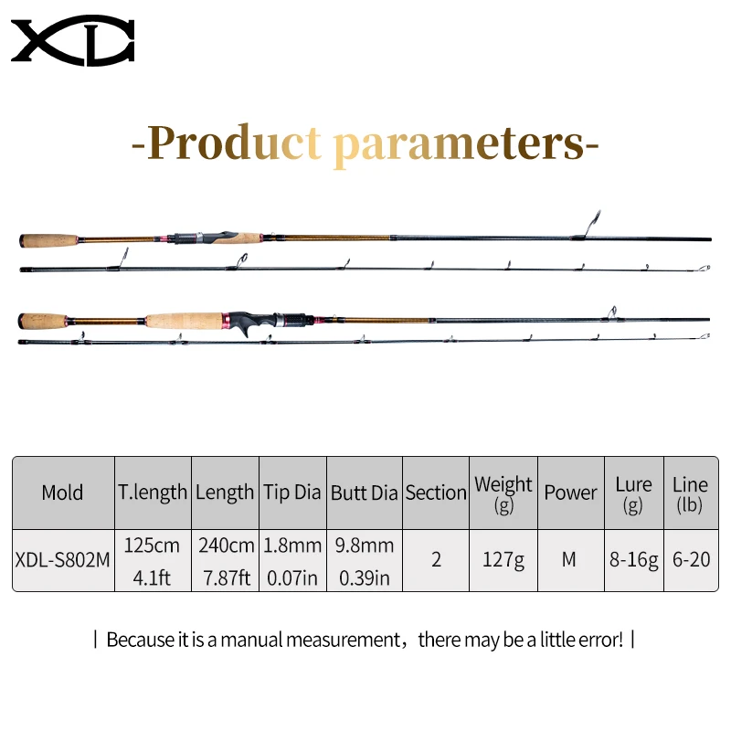 XDL 2.4m Carbon Fiber Spinning Casting Rod Inshore Offshore Fishing Rods Saltwater Slow Pitch Jigging Rod