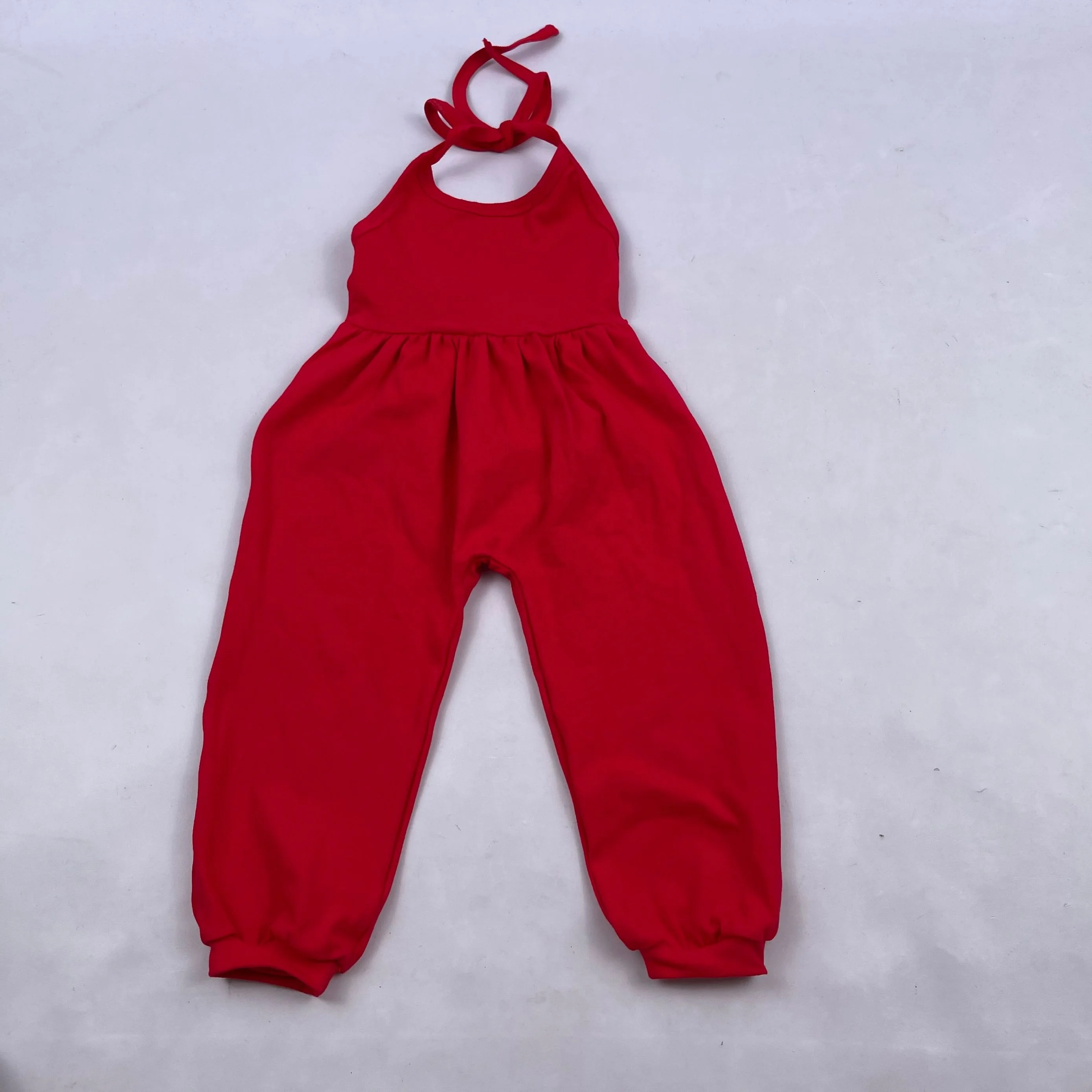 
Kids summer girls sleeveless tie back lace up fruit floral jumpsuit romper 