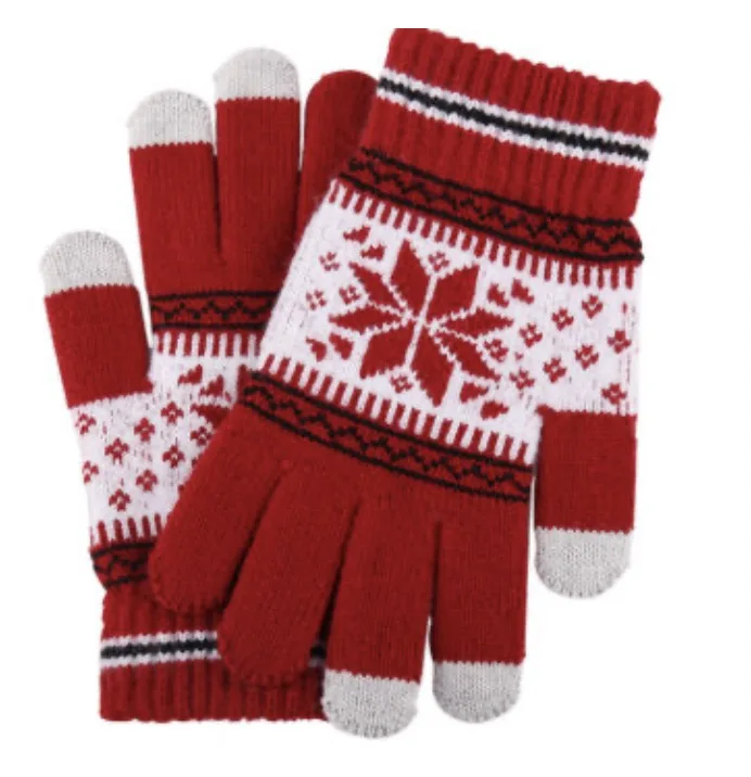 OEM Touch screen Warm Winter knitted man women fashion design jacquard logo gloves
