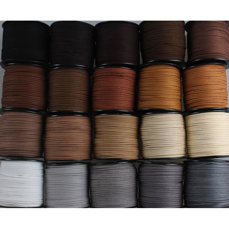 Deepeel CD202 2.8mm Necklace Bracelet Handmade String Faux Suede Lace Vegan Suede Rope Flat Faux Suede Leather Cord