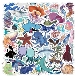 Marine animals Octopus stickers 50 cartoon cute graffiti waterproof refrigerator suitcase marine creatures shark student sticker