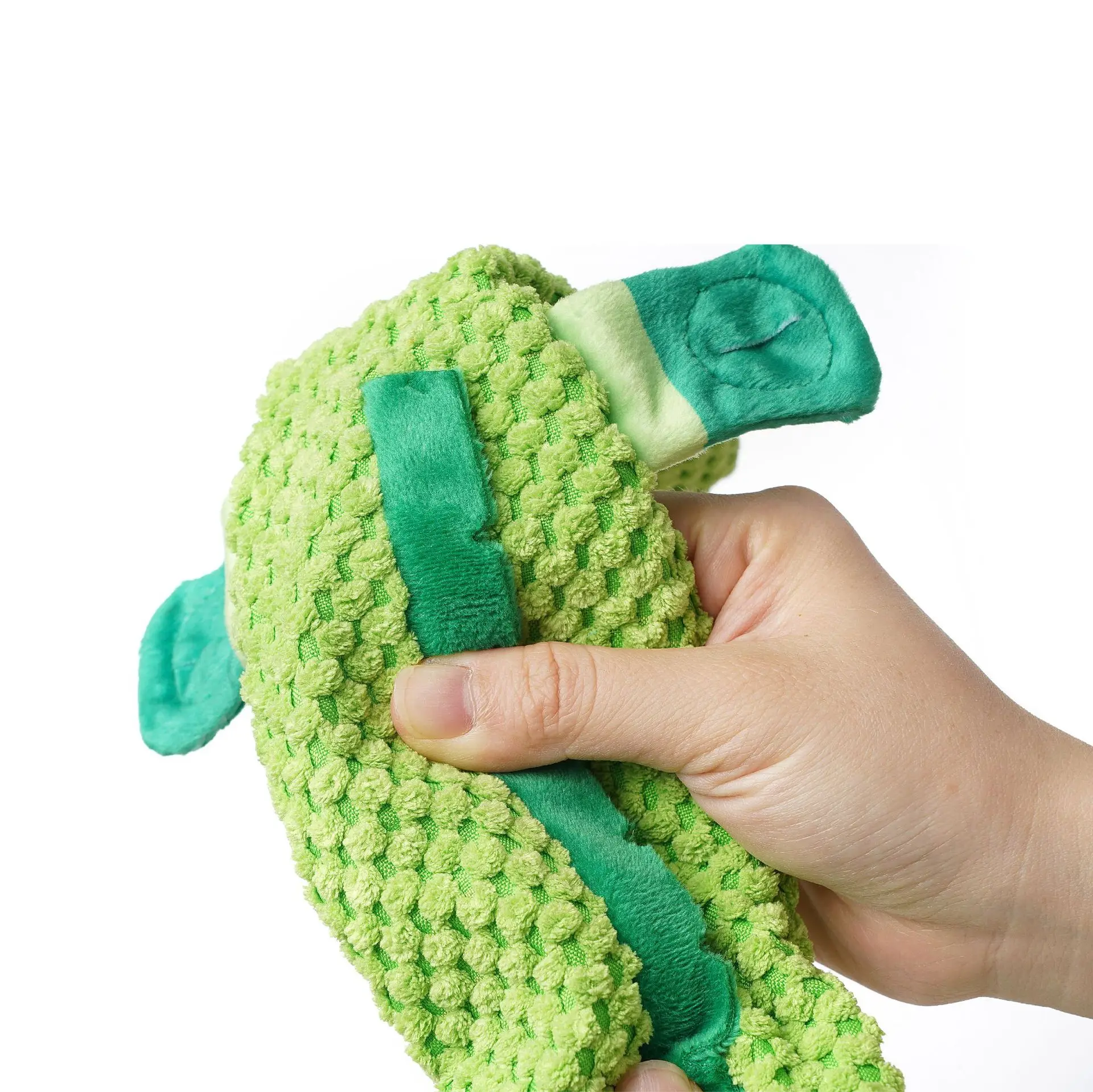 Wholesale Custom Green Chameleon No Stuffing Dog Puzzle Treat Toys Interactive Chew Squeaky