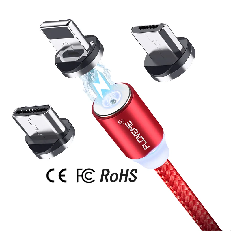  Бесплатная доставка 1 образец ок CE FCC RoHS Floveme 3 в Магнитный USB-кабель для зарядки телефона
