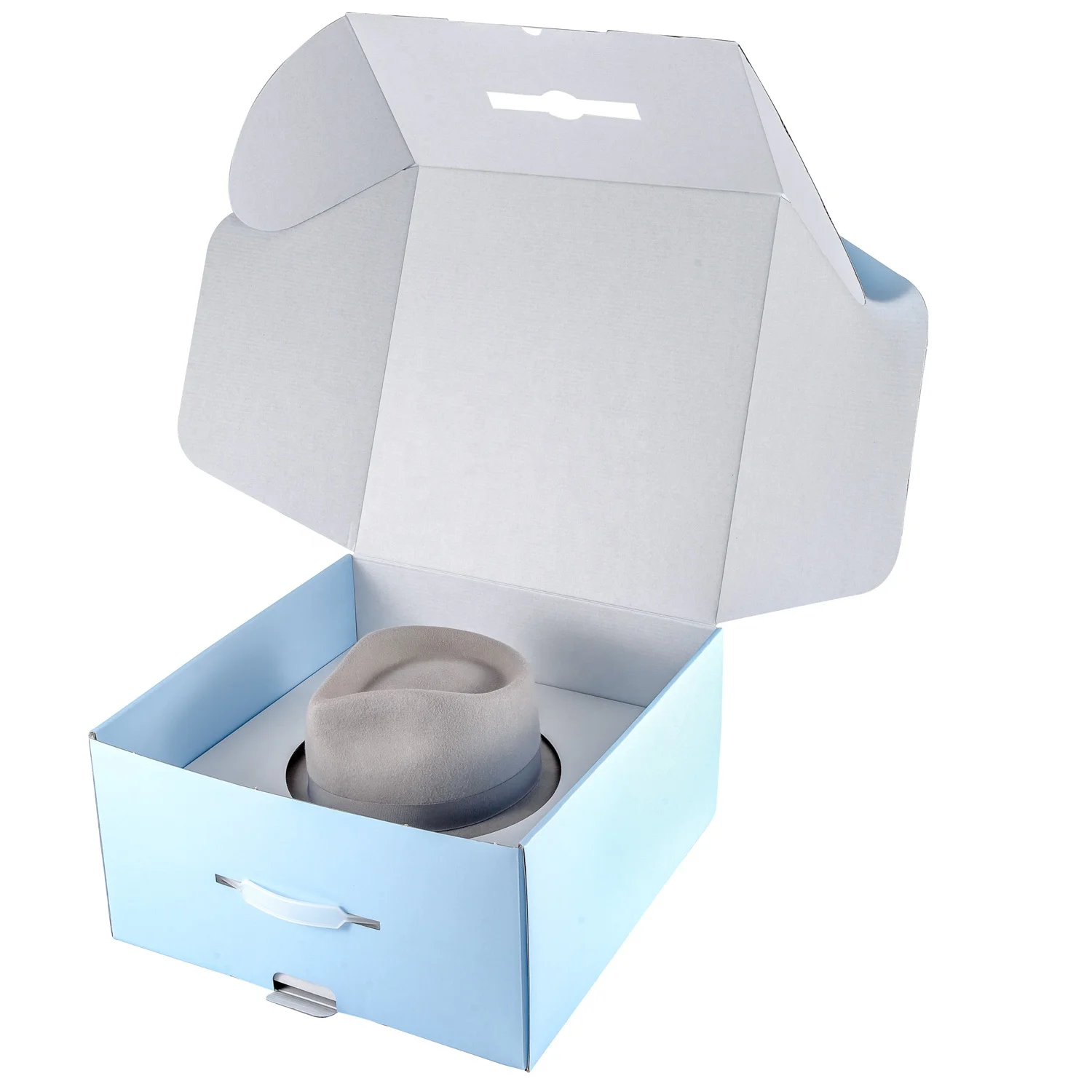 Well-Received Hat Packaging Box with Insert Custom Printed Plastic-Handled Fedora Corrugated Box