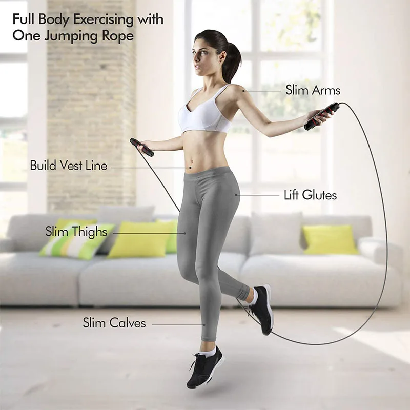 
Adjustable Weighted Jumping Rope Gym Fitness Home Exercise Slim Body 