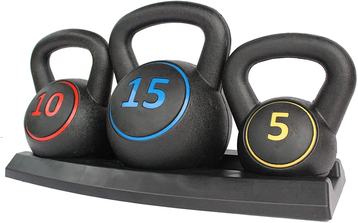 3-Piece Kettlebell Exercise Fitness Weight Set w/ Storage Rack