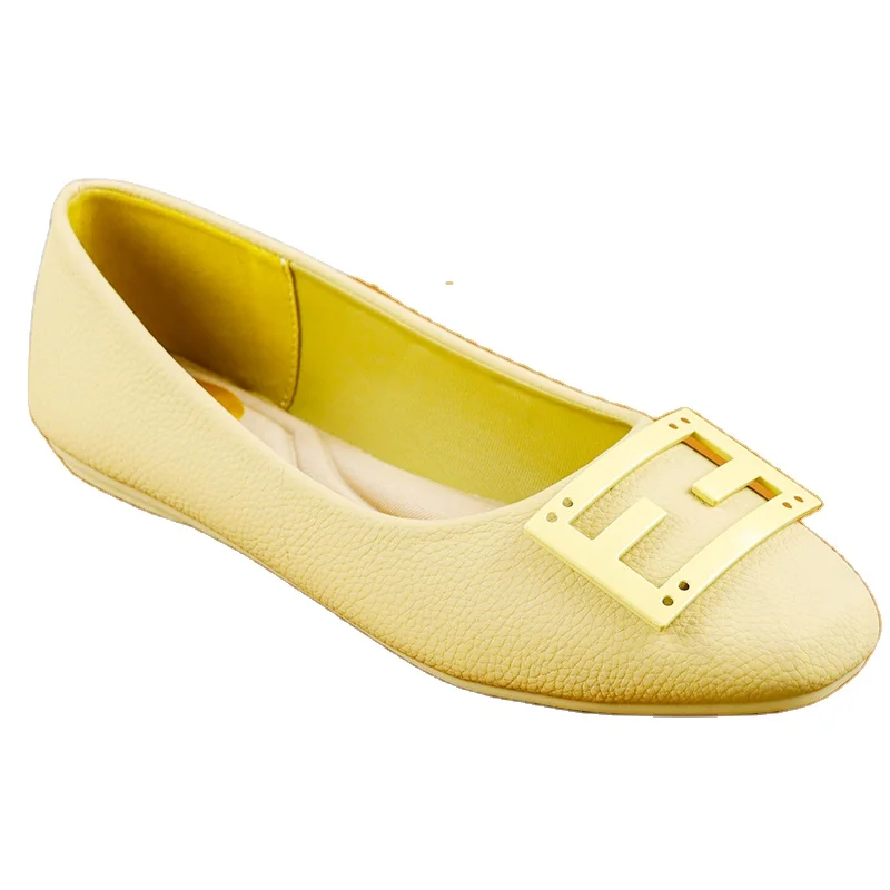 Women Low Cut Round Toe Metal Adorned Flat Shoes Ladies Comfortable PU Leather Loafer Flats Sandals Ballet Flat Girls Shoes