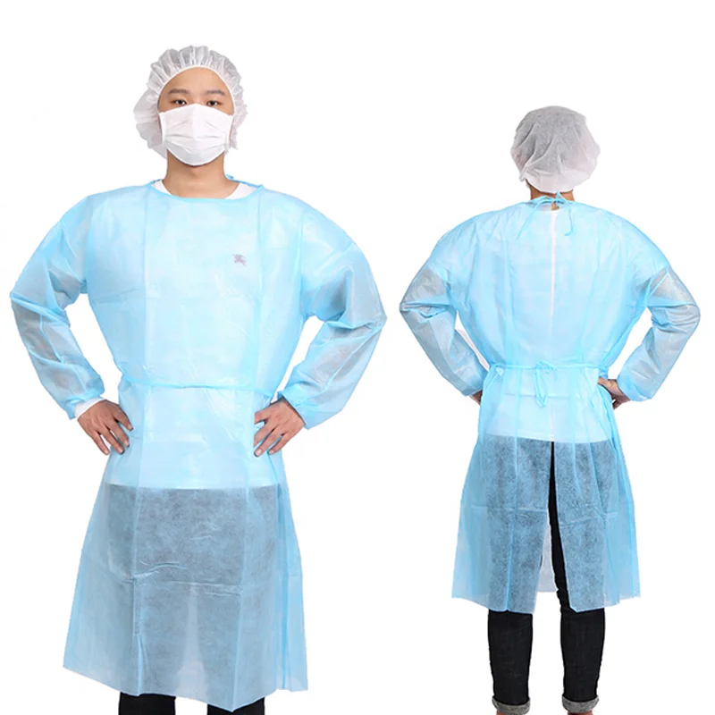 non woven isolate gown Non Sterile hospital gowns pp pe isolation gown SMS  disposable isolation
