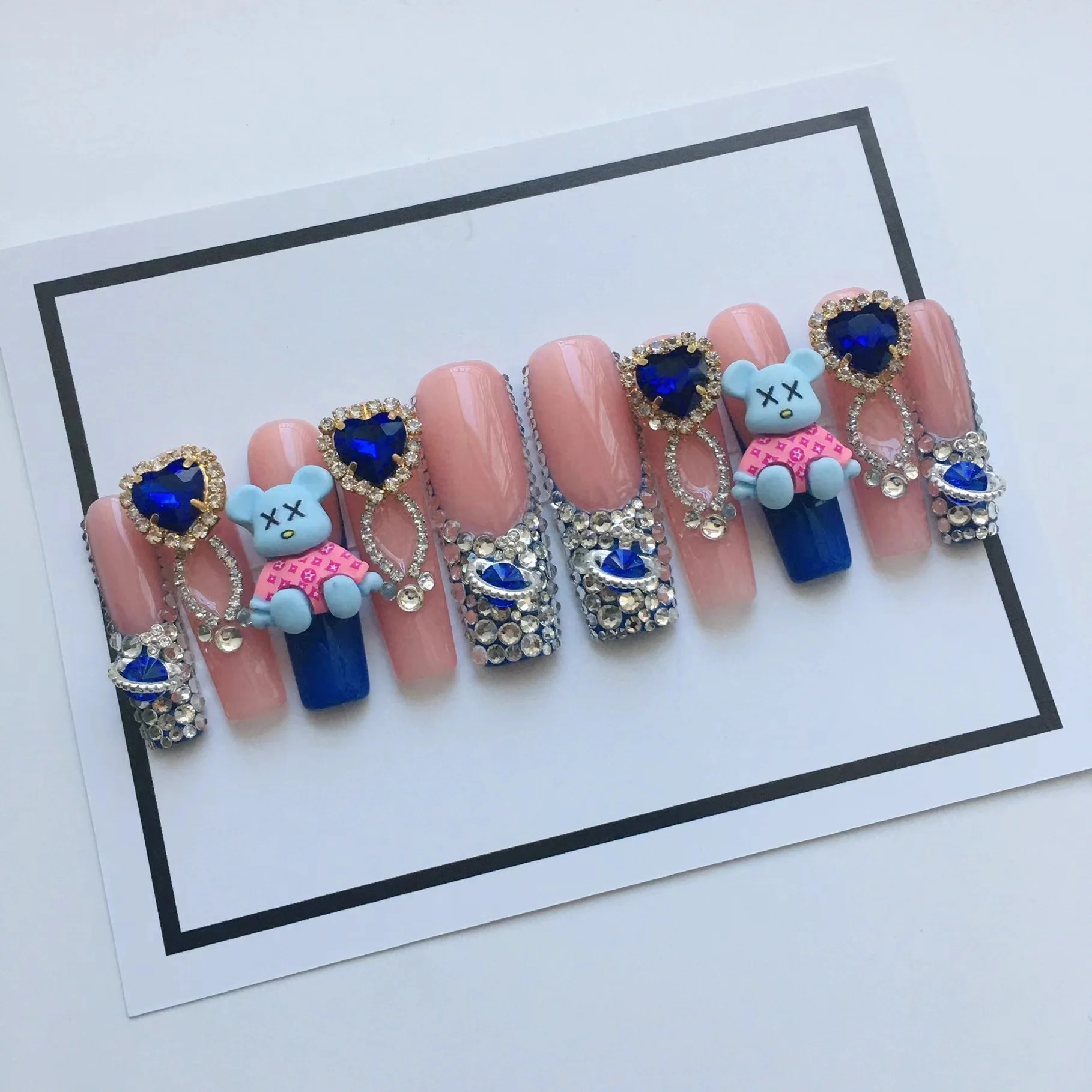 New Discount Custom False Nails Luxury Long Coffin French Ballerina Press On Nails For Women