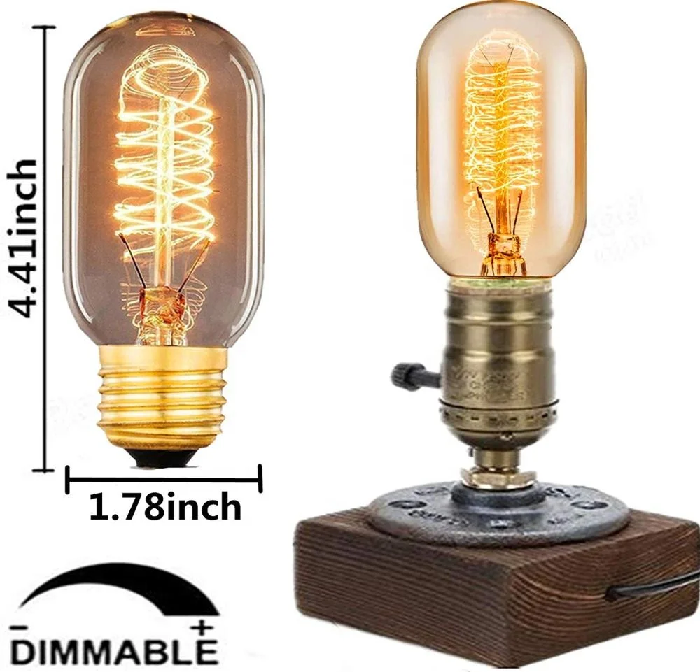 CE RoHS Dimmable янтарного цвета E27 Светодиодная лампа накаливания 25 Вт 40 Вт T45 светодиодные вольфрамовые лампы