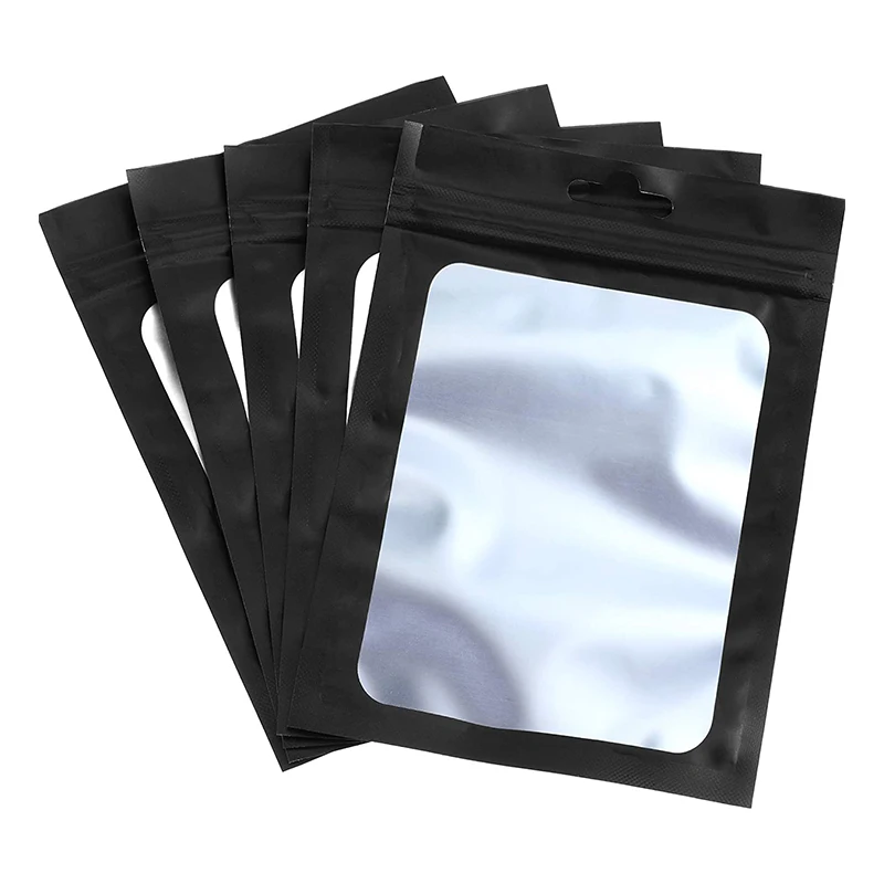 custom flat aluminum ziplock bag 4x3 4x6 black mylar bags with clear window