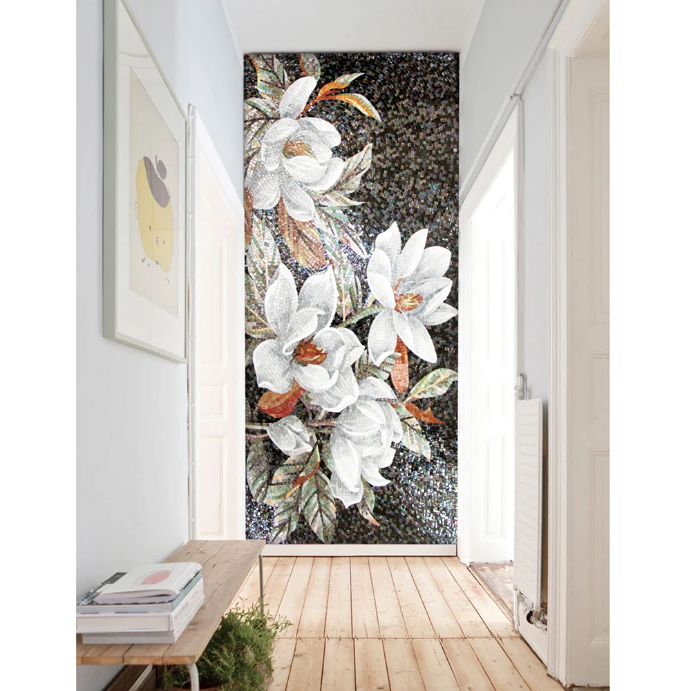 Customized made craft picture photo unique designs cut glass mosaic mural art mosaic pattern for modern wall design